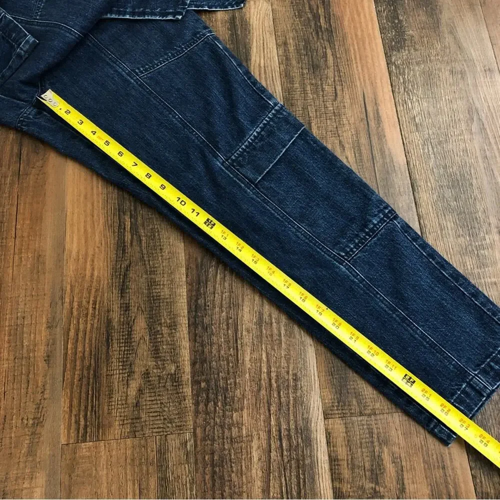 J Brand High Waisted Utility Jean Relaxed Tapered Leg Cargo Pocket Size 27 Blue
